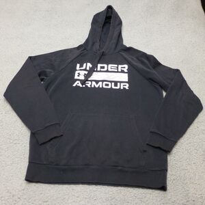 Under Armour Hoodie Mens Small Black Pullover Sweater Sweatshirt Loose Gym